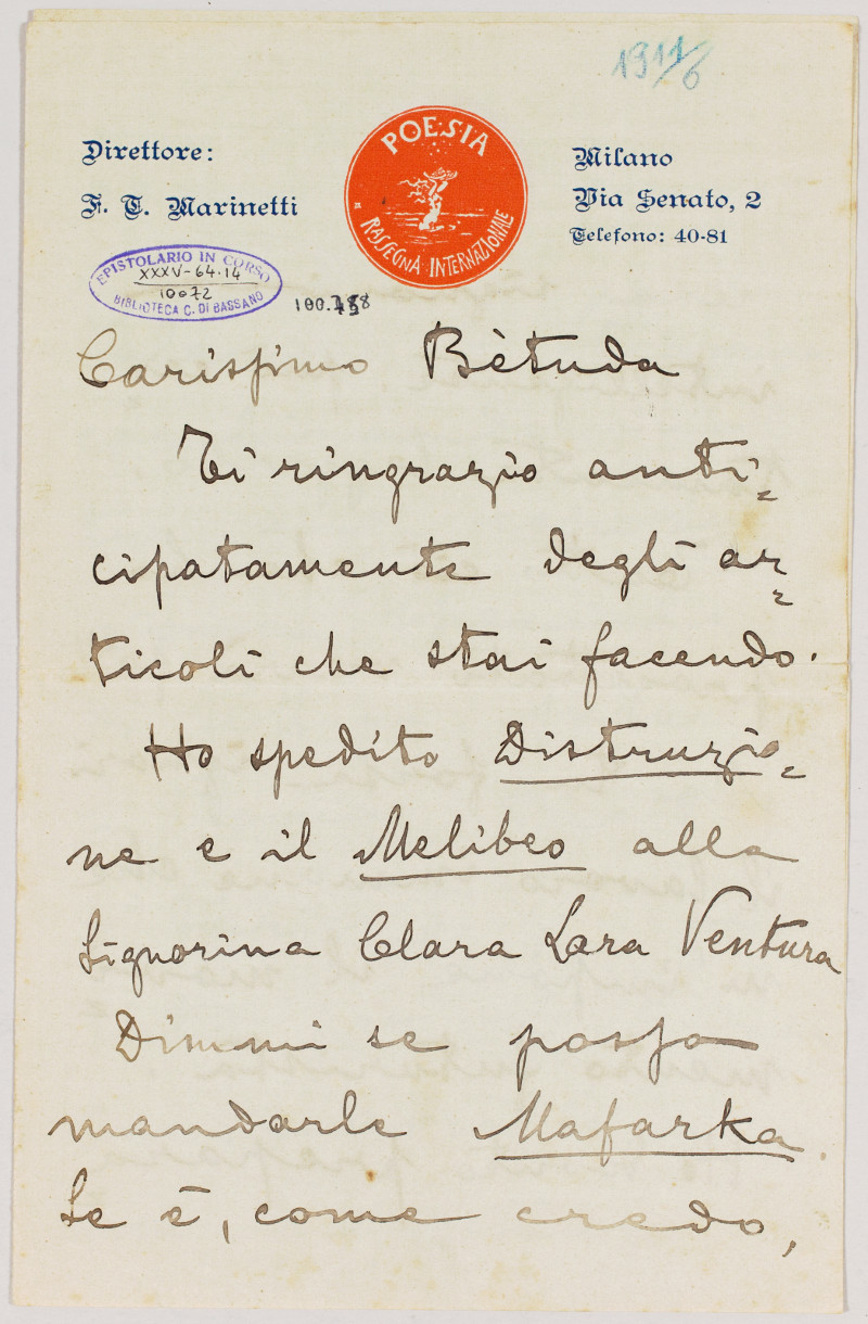 Bassano del Grappa, Museo Biblioteca Archivio, Ep. in corso XXXV.64